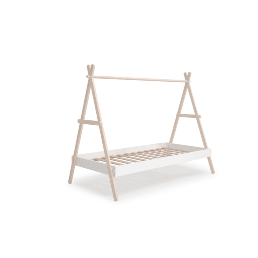Cama tipo cabana SOFIA 90x200cm madeira natural e branco
