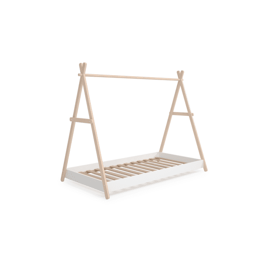 Cama tipo cabana SOFIA 90x200cm madeira natural e branco