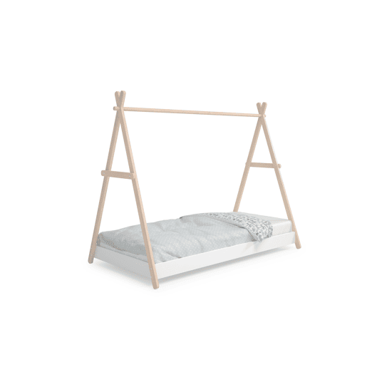 Cama tipo cabana SOFIA 90x200cm madeira natural e branco