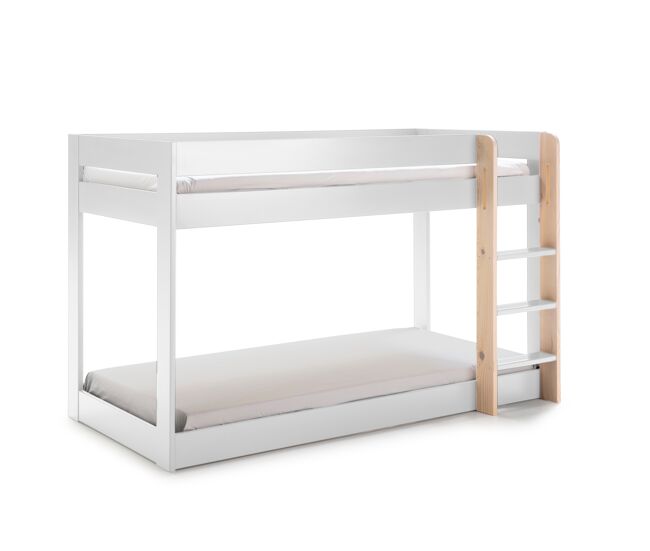 Litera montessori azrael 90cm blanco y madera - conforama