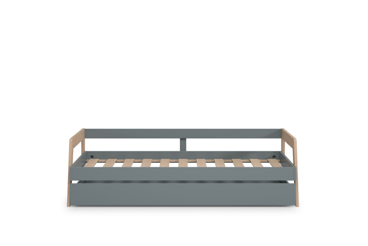 Cama nido SERENA 90x200cm verde caqui y madera natural