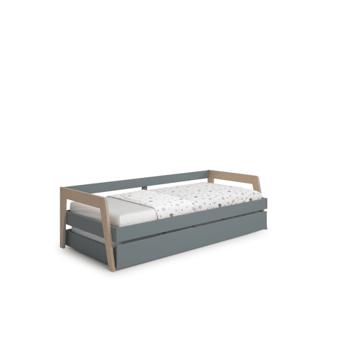 Cama nido SERENA 90x200cm verde caqui e madeira natural
