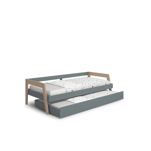 Cama nido SERENA 90x200cm verde caqui e madeira natural