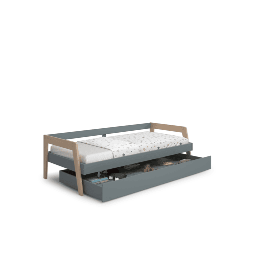 Cama nido SERENA 90x200cm verde caqui e madeira natural