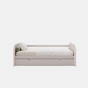 Cama nido ELLIS 90cm creme e madeira natural