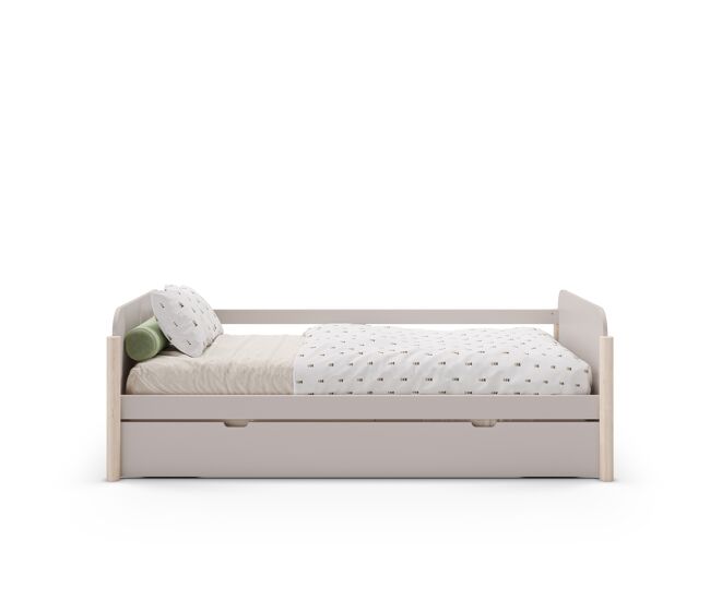 Cama nido ellis 90cm crema y madera natural - conforama