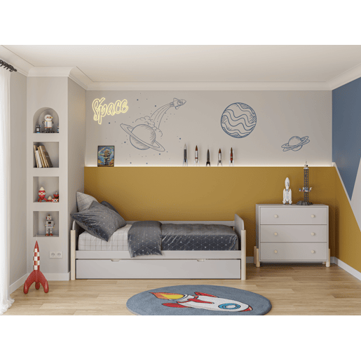 Cama nido ELLIS 90cm creme e madeira natural Cama nido ELLIS 90cm creme e madeira natural