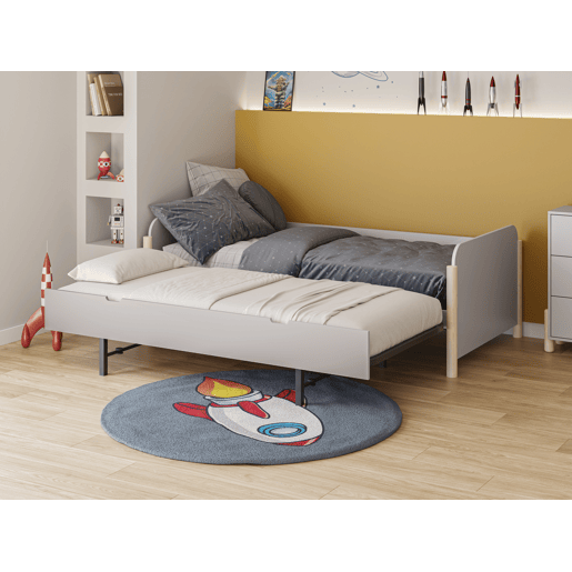 Cama nido ELLIS 90cm creme e madeira natural Cama nido ELLIS 90cm creme e madeira natural