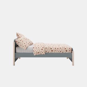 Cama 90cm ELLIS verde caqui e madeira natural