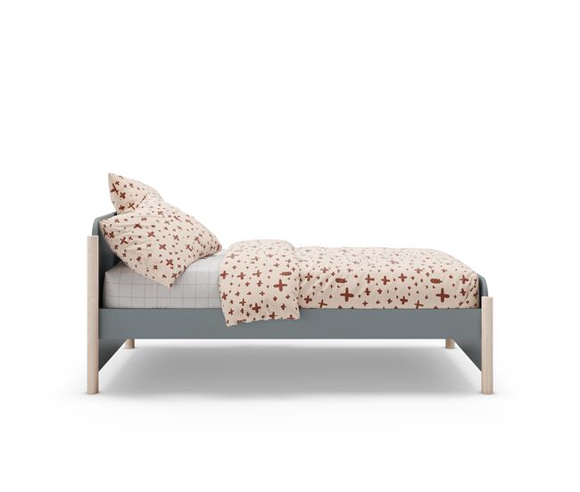 Cama 90cm ellis verde caqui y madera natural - conforama