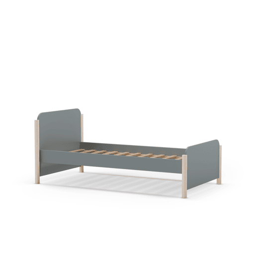 Cama 90cm ELLIS verde caqui e madeira natural