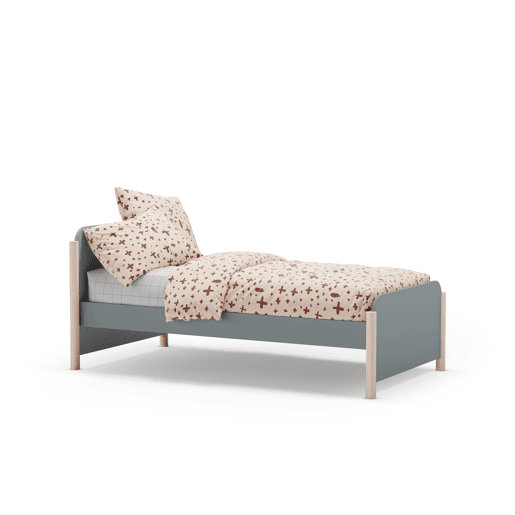 Cama 90cm ELLIS verde caqui e madeira natural