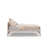 Cama 90cm ELLIS creme e madeira natural