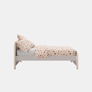 Cama 90cm ELLIS creme e madeira natural