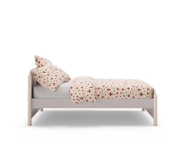 Cama 90cm ellis crema y madera natural - conforama
