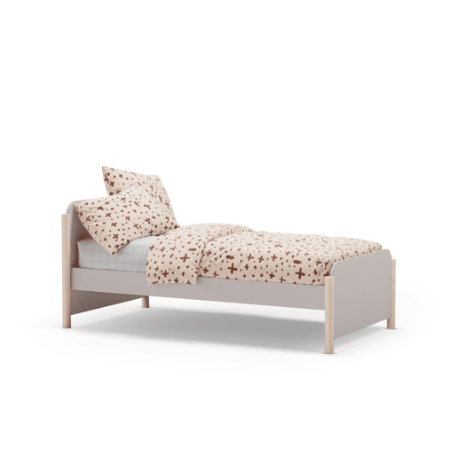 Cama 90cm ELLIS creme e madeira natural Cama 90cm ELLIS creme e madeira natural