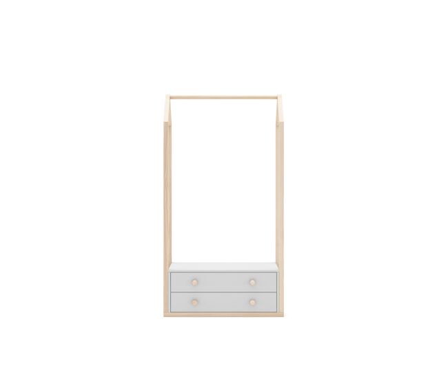 Perchero sianne 2 cajones blanco y madera natural - conforama