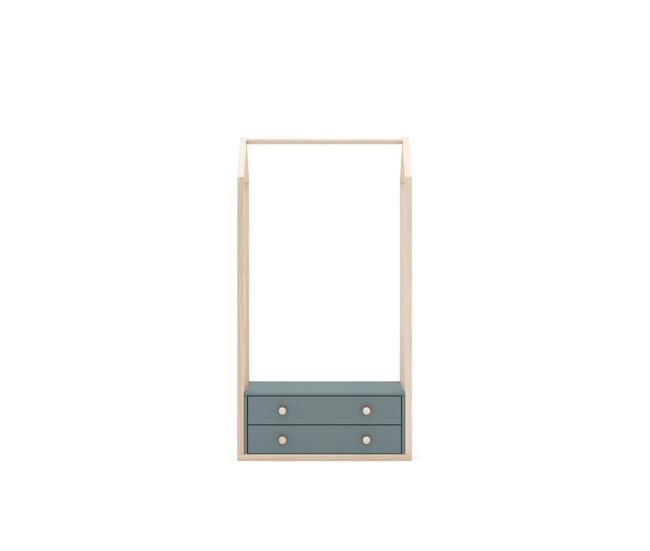 Perchero sianne 2 cajones verde caqui y madera natural - conforama