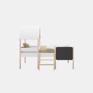 Cama tipo cabana CECILE 90cm com ardósia branca e madeira natural