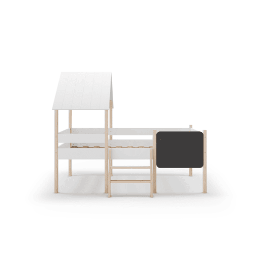 Cama tipo cabana CECILE 90cm com ardósia branca e madeira natural