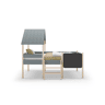 Cama tipo cabana CECILE 90cm com ardósia caqui e madeira natural