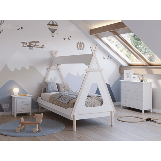 Cabana tipi 90cm LANI branco e madeira natural