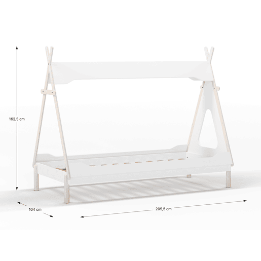 Cabana tipi 90cm LANI branco e madeira natural
