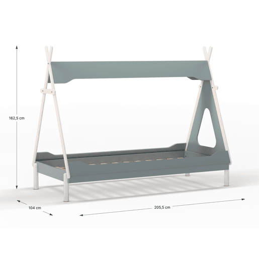 Cabana tipi 90cm LANI verde petróleo e madeira natural