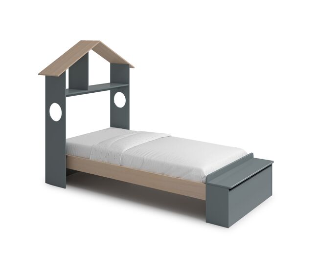 Cama 90cm anaita verde caqui y madera natural - conforama