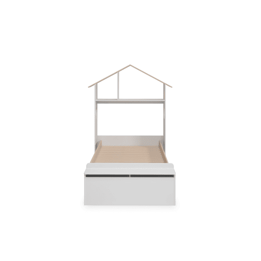 Cama 90cm ANAITA branco e madeira natural Cama 90cm ANAITA branco e madeira natural