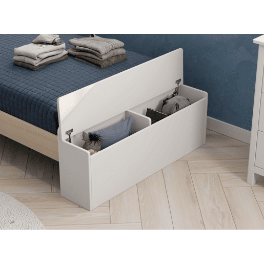 Cama 90cm ANAITA branco e madeira natural Cama 90cm ANAITA branco e madeira natural