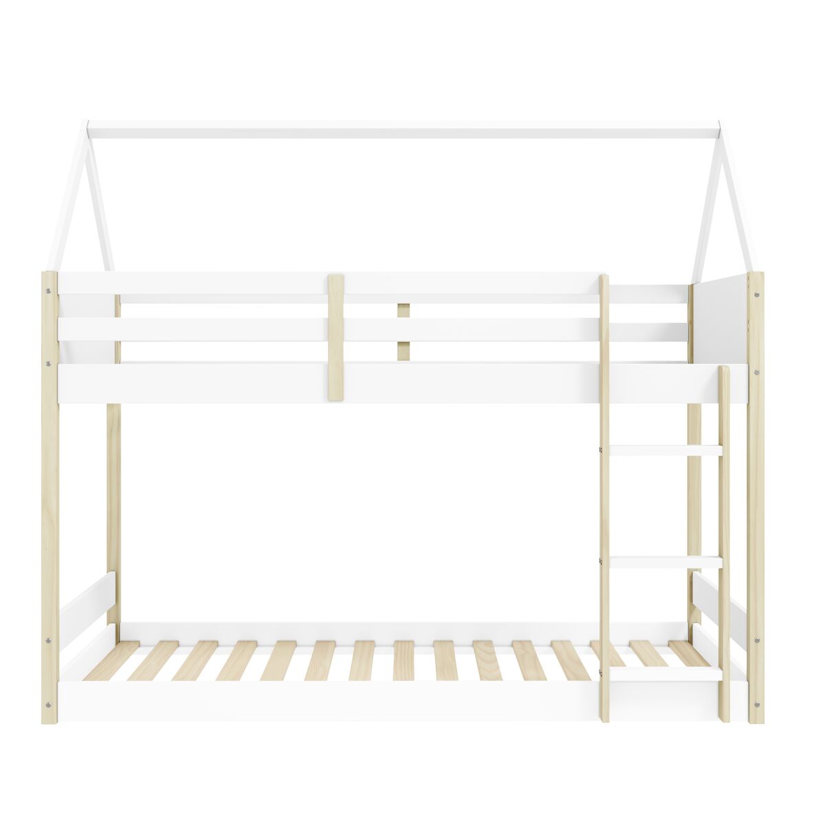 Litera montessori axel casita blanca y madera natural - conforama