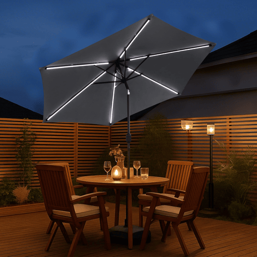 Guarda-sol SPACE com LED, cinzento escuro