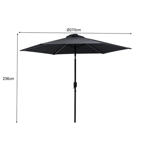 Guarda-sol SPACE com LED, cinzento escuro