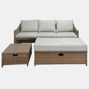 Sofá de jardim IRÚN com mesa de centro e banco