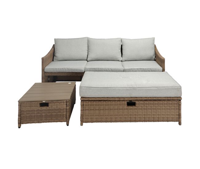 Sofá de jardin irún con mesa baja y banco - conforama