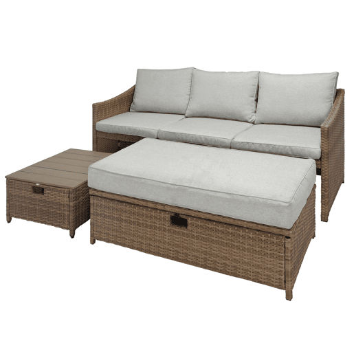 Sofá de jardim IRÚN com mesa de centro e banco Sofá de jardim IRÚN com mesa de centro e banco