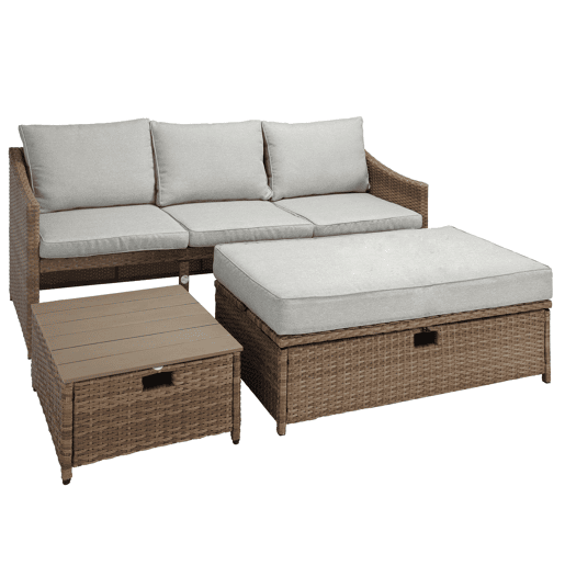 Sofá de jardim IRÚN com mesa de centro e banco Sofá de jardim IRÚN com mesa de centro e banco