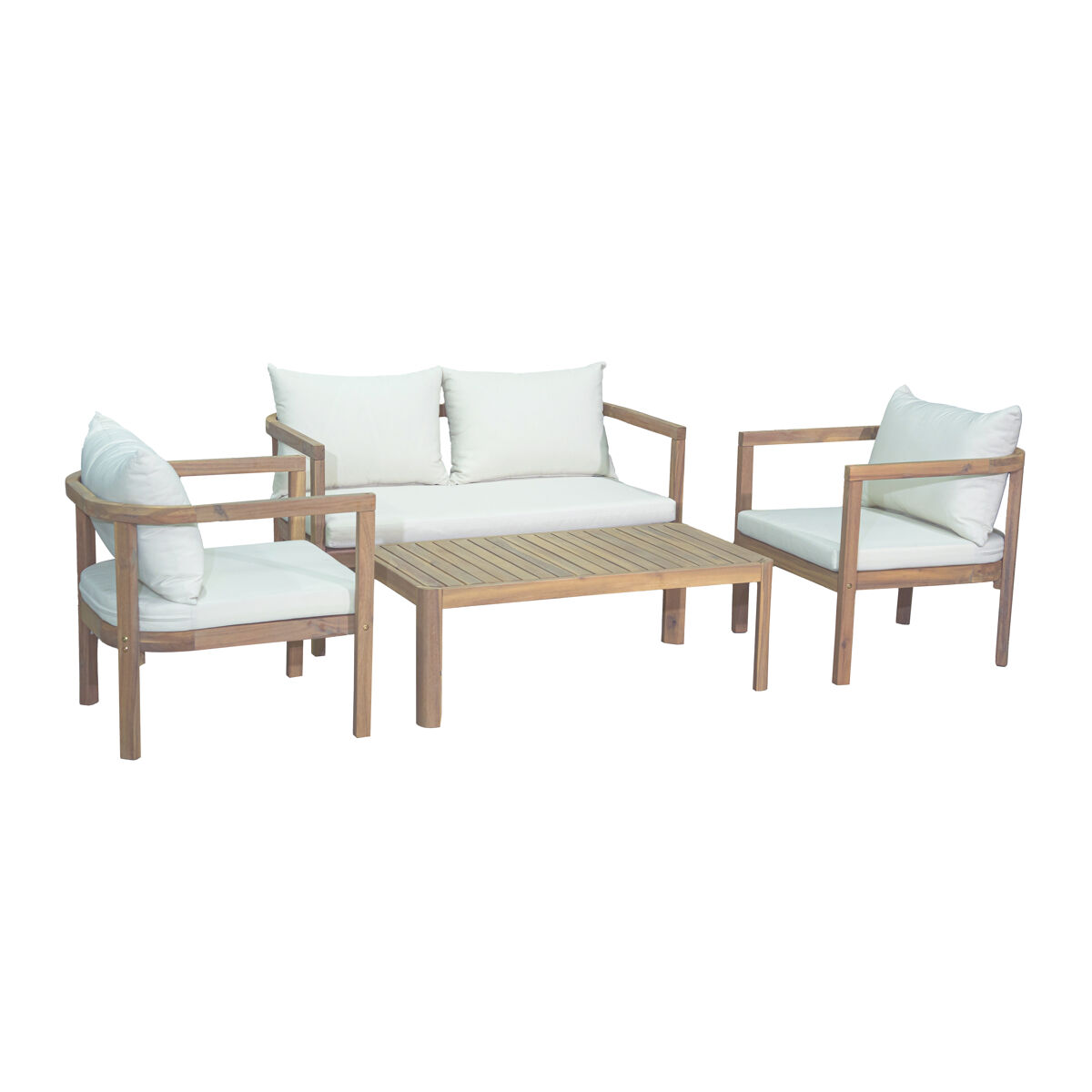 Conjunto de jardín arteijo de madera con y mesa baja - conforama