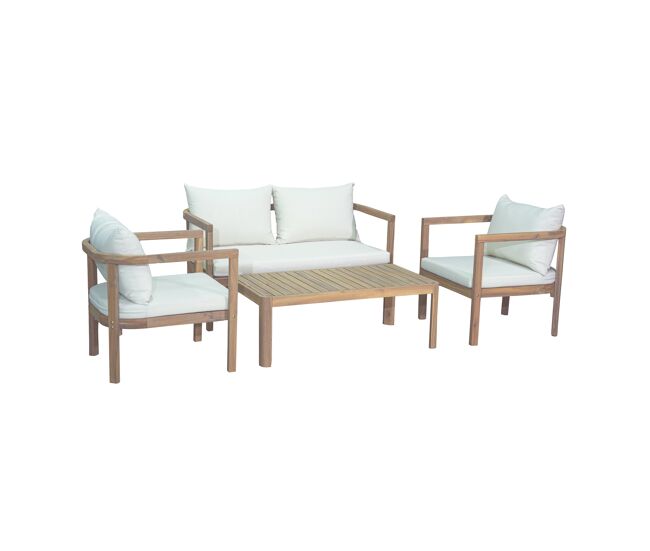 Conjunto de jardín arteijo de madera con y mesa baja - conforama