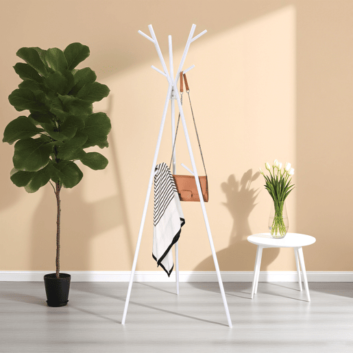 Cabide de pé KABIL em metal 168x73x60cm branco com 6 ganchos