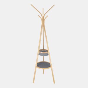 Cabide de pé DUMAN em bambu 170x52x45cm com 6 ganchos