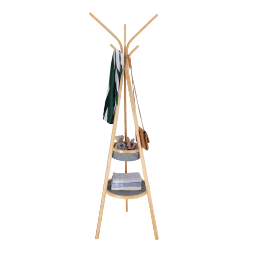 Cabide de pé DUMAN em bambu 170x52x45cm com 6 ganchos Cabide de pé DUMAN em bambu 170x52x45cm com 6 ganchos
