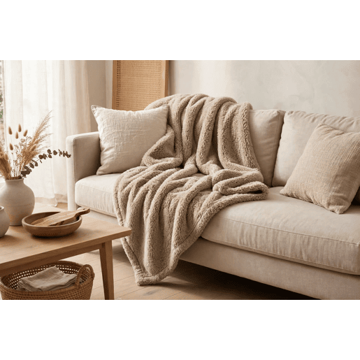 Manta FUJI poliƩster 220x240cm cor taupe Manta FUJI poliƩster 220x240cm cor taupe