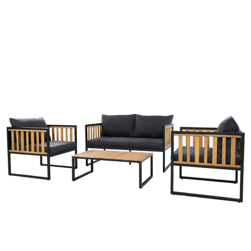 Conjunto de jardim NERJA preto com madeira de acácia