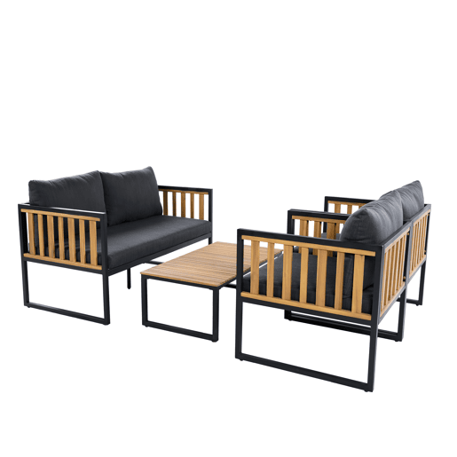 Conjunto de jardim NERJA preto com madeira de acácia