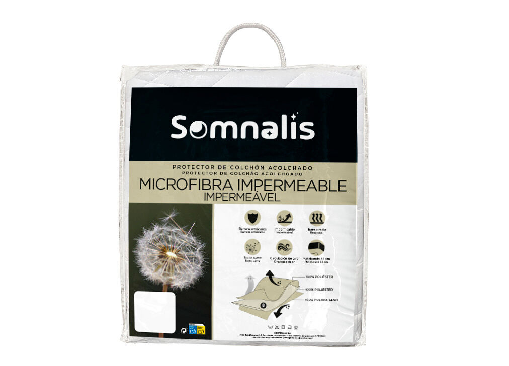 Protector colchón somnalis acolchado microfibra cama 180 - 200cm