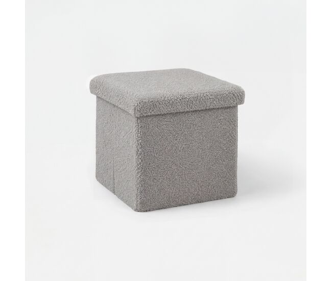 Puff plegable teddy 38x38x38cm color gris - conforama