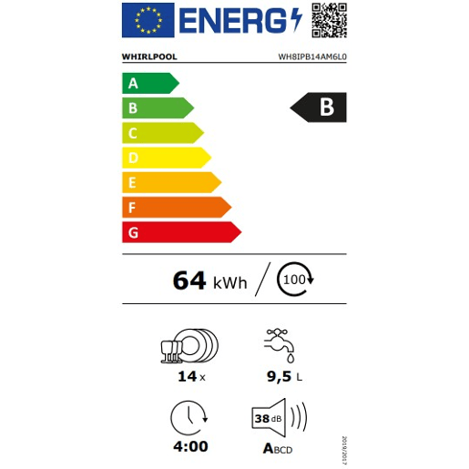 Máquina lavar loiça encastre WHIRLPOOL WH8IPB14AM6L0 14 conjuntos