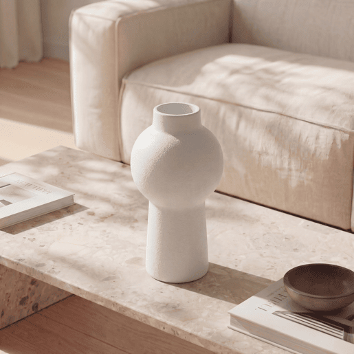 Vaso BOLA 27cm cerâmica cor branco marca CONFORAMA